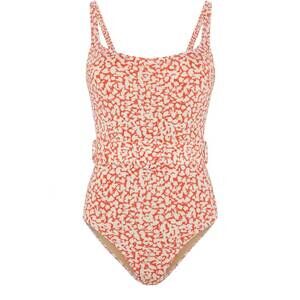 NEW EVARAE women's cassandra onepiece belted swimsuit in red ditsy print